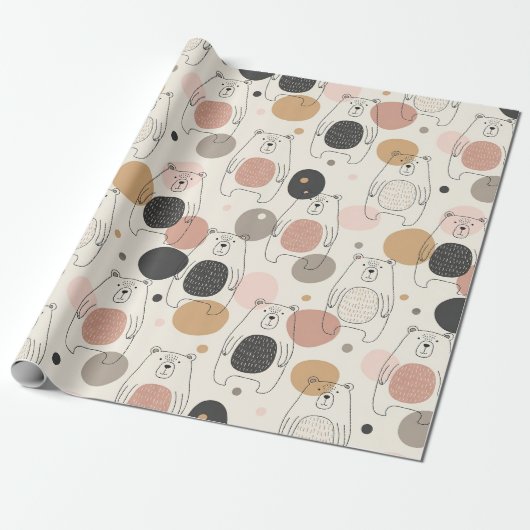 Cute Beer - Zachte Pastel Bos (3) Cadeaupapier (Uitgerold)