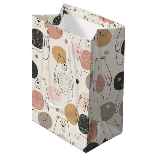 Cute Beer - Zachte Pastel Bos (3) Medium Cadeauzakje (Voorkant Gekanteld)