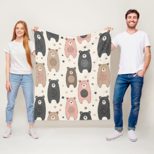 Cute Beer - Zachte Pastel Woud (1) Fleece Deken