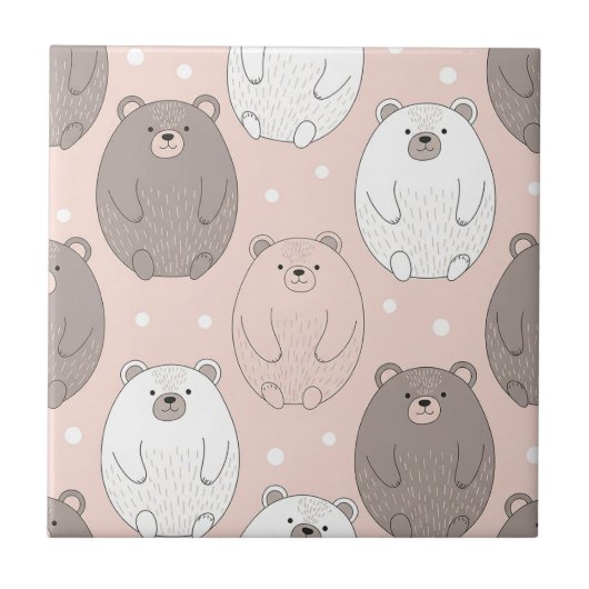Cute Beer - Zachte Pastel Woud (2) Tegeltje (Voorkant)