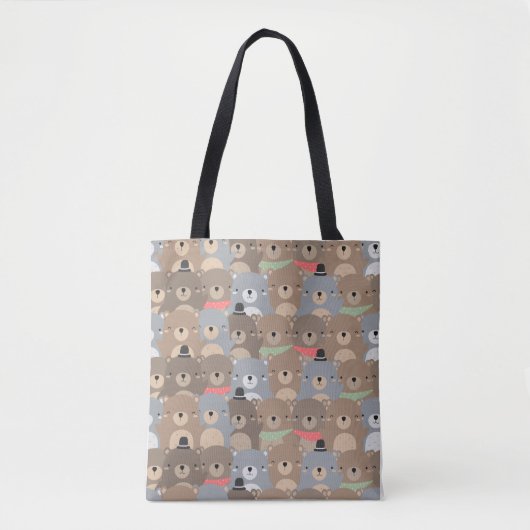 Cute Beerpatroon Vierkant Tote Bag (Voorkant)