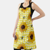 Cute bees and sunflowers on a checkered background schort (Insitu)