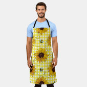 Cute bees and sunflowers on a checkered background schort (Gedragen)