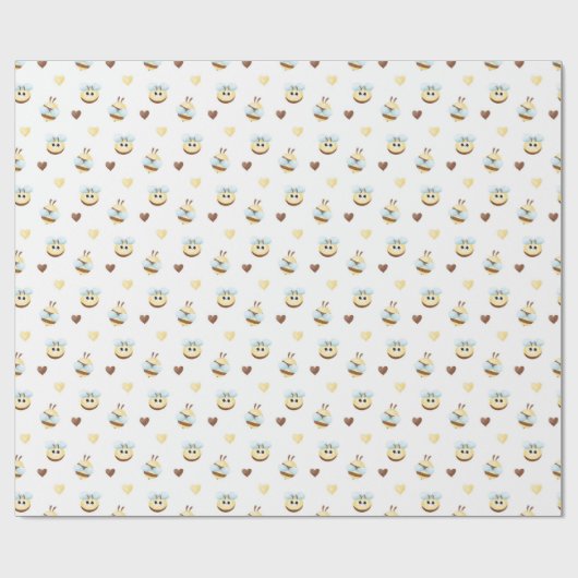 Cute Bees & Hearts Gift Wrapping Paper Cadeaupapier (Vlak)