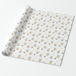 Cute Bees & Hearts Gift Wrapping Paper Cadeaupapier