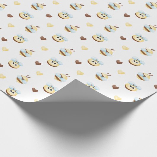 Cute Bees & Hearts Gift Wrapping Paper Cadeaupapier (Hoek)