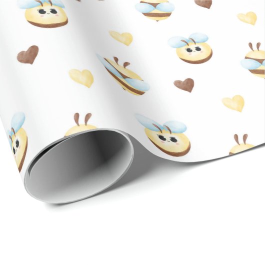 Cute Bees & Hearts Gift Wrapping Paper Cadeaupapier (Rol Hoek)