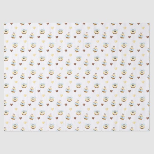 Cute Bees & Hearts Gift Wrapping Paper Tissuepapier (Voorkant)