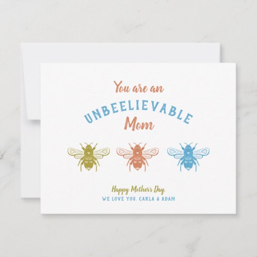 Cute bees Moederdag Feestdagenkaart (Voorkant)