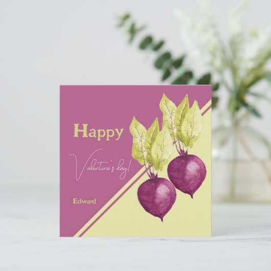 Cute Beet in Love Waterverf Handgeschilderd (Staand voorkant)