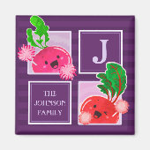 Cute Beet Radish | Monogram Magneet (Voorkant)