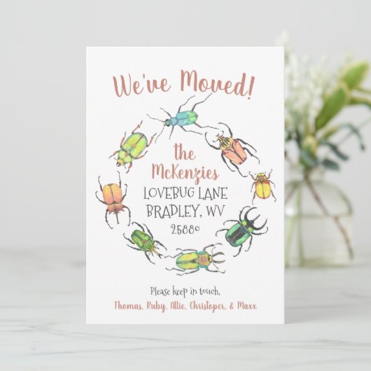 Cute Beetles Moving Aankondiging (Staand voorkant)