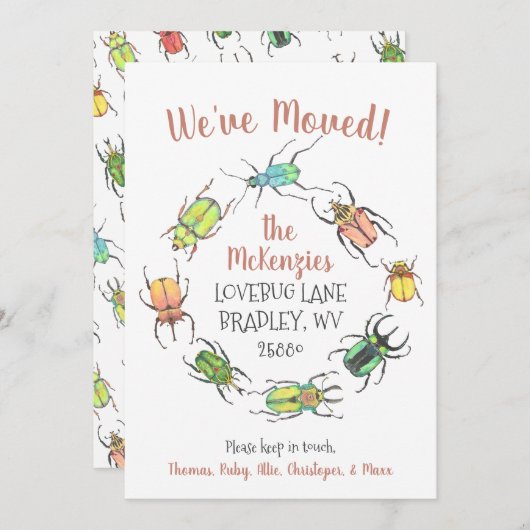 Cute Beetles Moving Aankondiging (Voorkant / Achterkant)