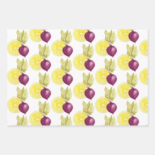 Cute Beets en Lemon Waterverf Pattern Inpakpapier Vel (Voorkant 2)