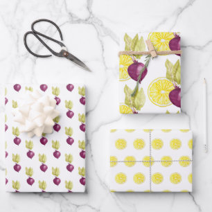 Cute Beets en Lemon Waterverf Pattern Inpakpapier Vel