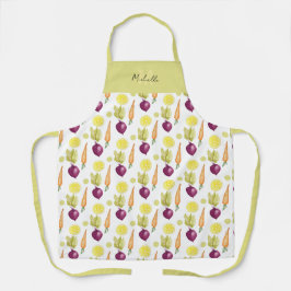 Cute Beets Lemon en Carrots Waterverf Pattern Schort