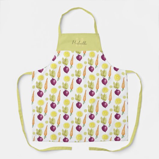 Cute Beets Lemon en Carrots Waterverf Pattern Schort (Voorkant)