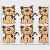 CUTE BEIGE AND BROWN big head CAT Cadeaupapier (Vlak)