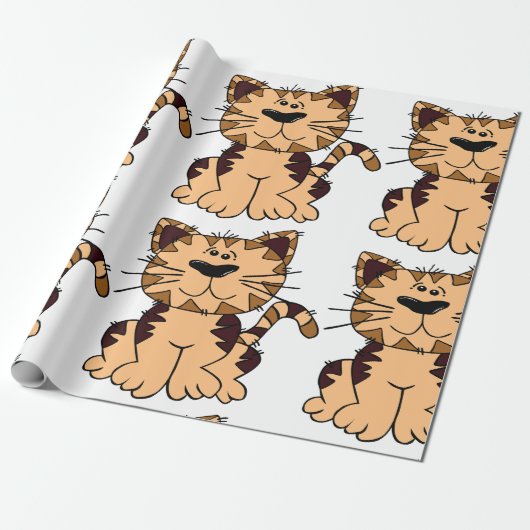 CUTE BEIGE AND BROWN big head CAT Cadeaupapier (Uitgerold)