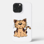 CUTE BEIGE AND BROWN big head CAT iPhone Hoesje (Achterkant)
