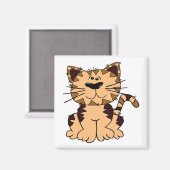 CUTE BEIGE AND BROWN big head CAT Magneet (Voorkant / Achterkant)