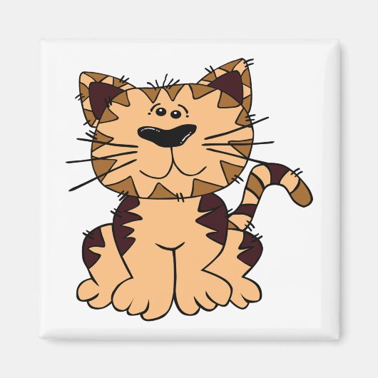 CUTE BEIGE AND BROWN big head CAT Magneet (Voorkant)