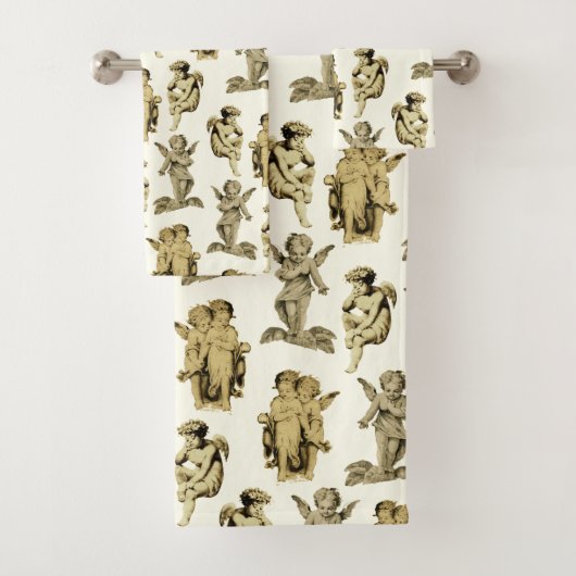 Cute Beige Baby Cherub Cupid Angels Bad Handdoek (Insitu)