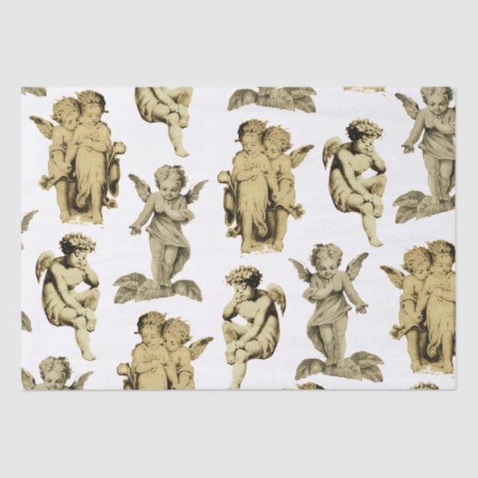 Cute  Beige Baby Cherub Cupid Angels Tissuepapier (Voorkant)