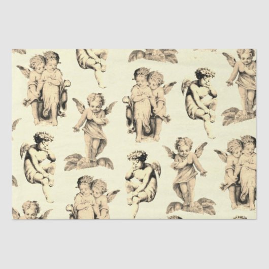 Cute  Beige Baby Cherub Cupid Angels Tissuepapier (Voorkant)