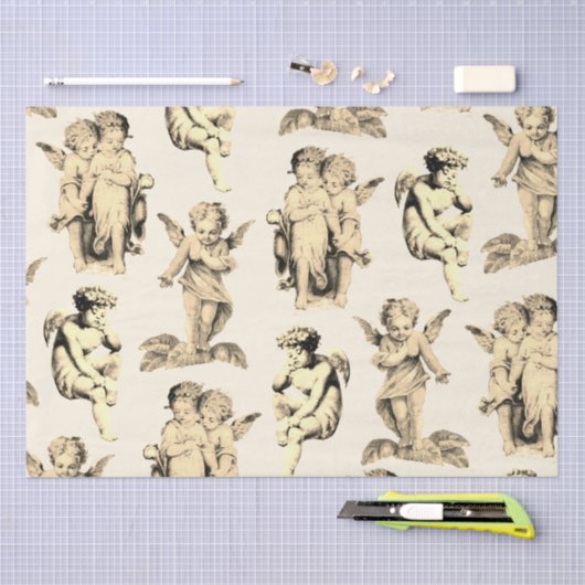 Cute  Beige Baby Cherub Cupid Angels Tissuepapier (Craft)