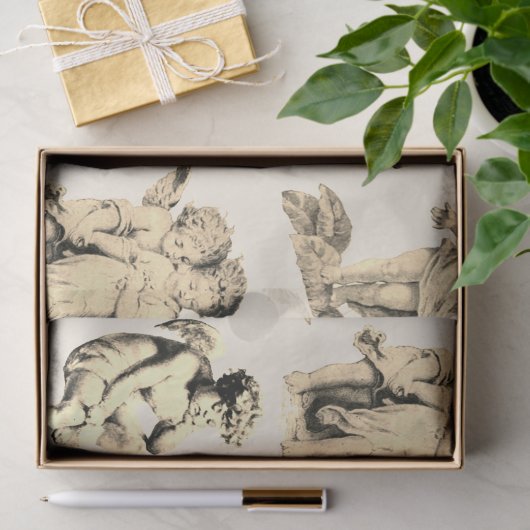 Cute  Beige Baby Cherub Cupid Angels Tissuepapier (Geschenk)