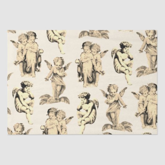 Cute  Beige Baby Cherub Cupid Angels Tissuepapier (Voorkant)