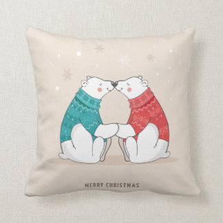 Cute beige Beren met kerstpoten Kussen