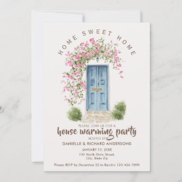 Cute Beige Brown House Flower House Warming Party Kaart