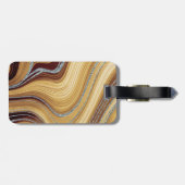 Cute beige brown marmer Glitter monogram Bagagelabel (Achterkant horizontaal)