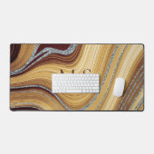 Cute beige brown marmer Glitter monogram Bureaumat (Keyboard & Muis)