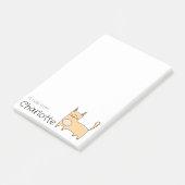 Cute beige cartoon kattennaam post-it® notes (Schuin)