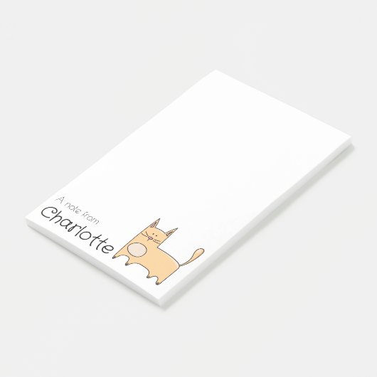 Cute beige cartoon kattennaam post-it® notes (Schuin)