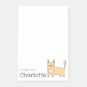 Cute beige cartoon kattennaam post-it® notes (Voorkant)