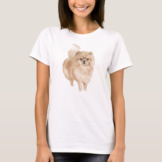 Cute beige color Pomeranian T-shirt (Voorkant)