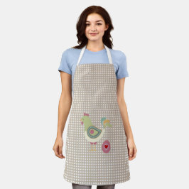 Cute Beige Gingham Chicken Schort