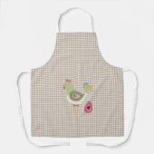Cute Beige Gingham Chicken Schort (Voorkant)