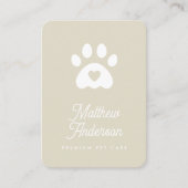 Cute beige Heart Paw Print Pet Sitter Dog Walker Visitekaartje (Voorkant)