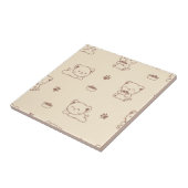 Cute Beige Kattenpatroon (1) Tegeltje (Zijkant)