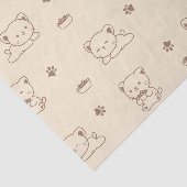 Cute Beige Kattenpatroon (1) Tissuepapier (Detail)