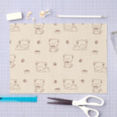 Cute Beige Kattenpatroon (1) Tissuepapier (Craft)