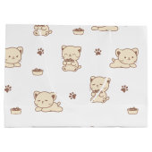 Cute Beige Kattenpatroon (2) Groot Cadeauzakje (Achterkant)