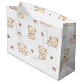 Cute Beige Kattenpatroon (2) Groot Cadeauzakje (Achterkant Gekanteld)