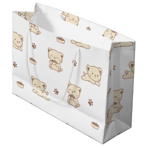 Cute Beige Kattenpatroon (2) Groot Cadeauzakje