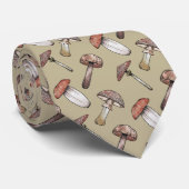 Cute Beige Mushroom Fungi Pattern Stropdas (Opgerold)